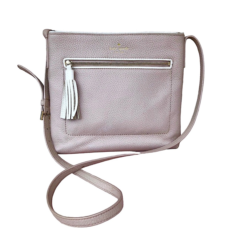 Kate Spade Pebble Leather Light Flesh Adjustable Strap Crossbody Bag 9”x10”x2”